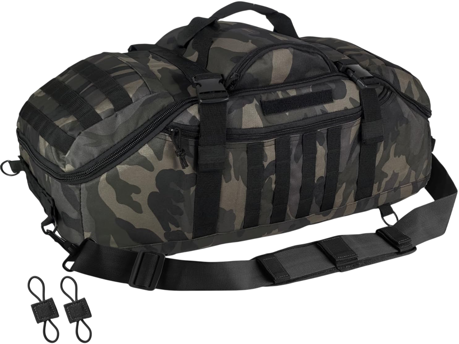 65L Large Duffle Bag, Black Camo